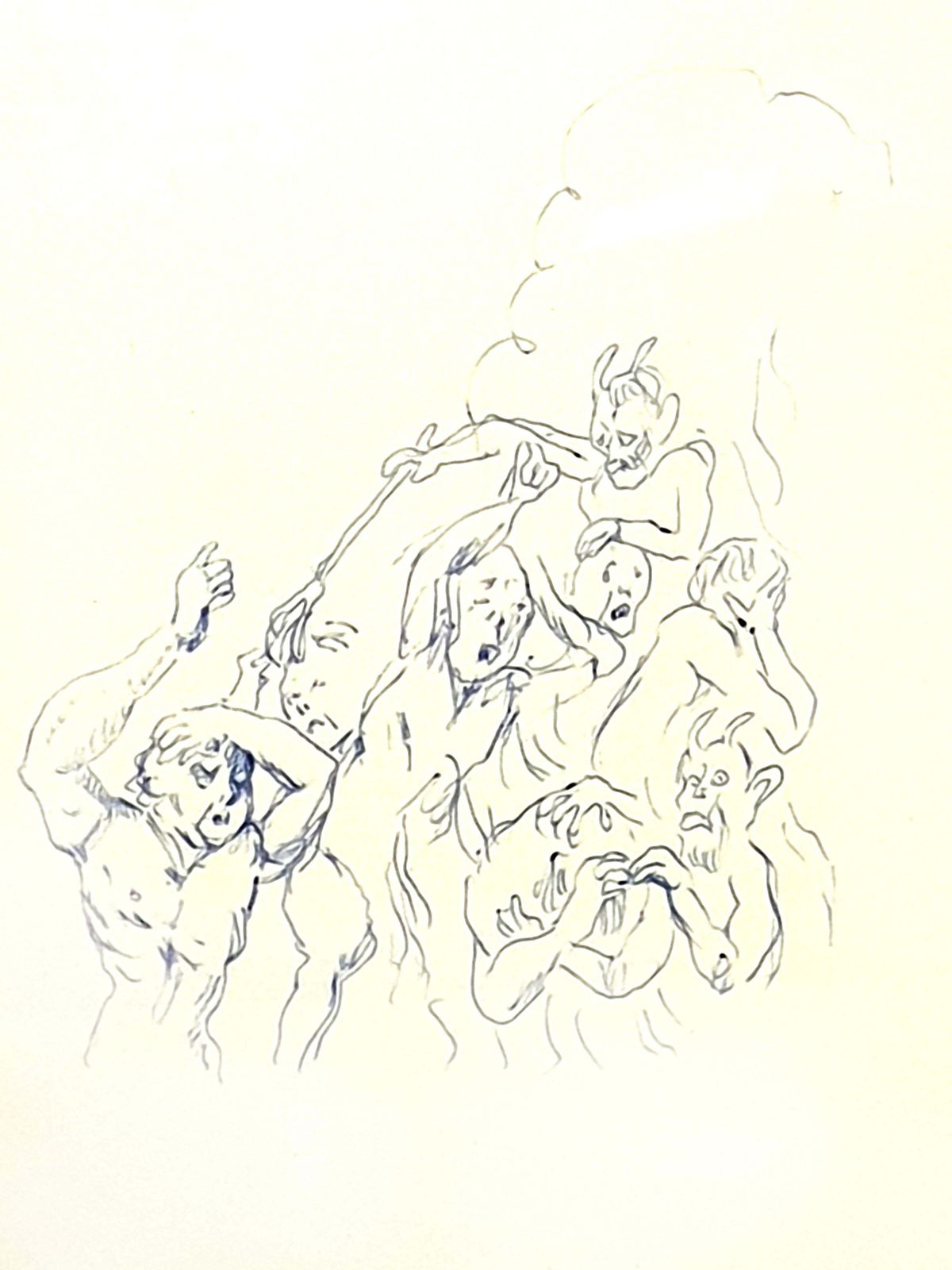 Léonard Tsugouharu Foujitatsuhugaru Foujita   Fear   Original Drawing1957