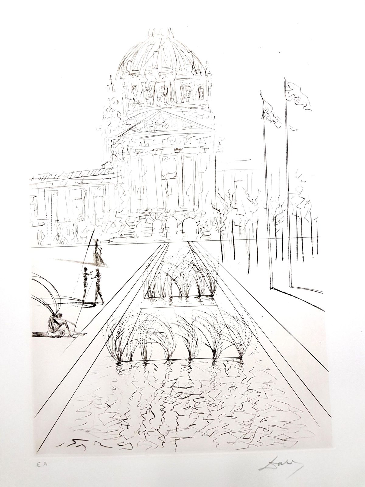 Salvador Dali   City Hall   San Francisco   Original Hand Signed Etching1970 photo furniture