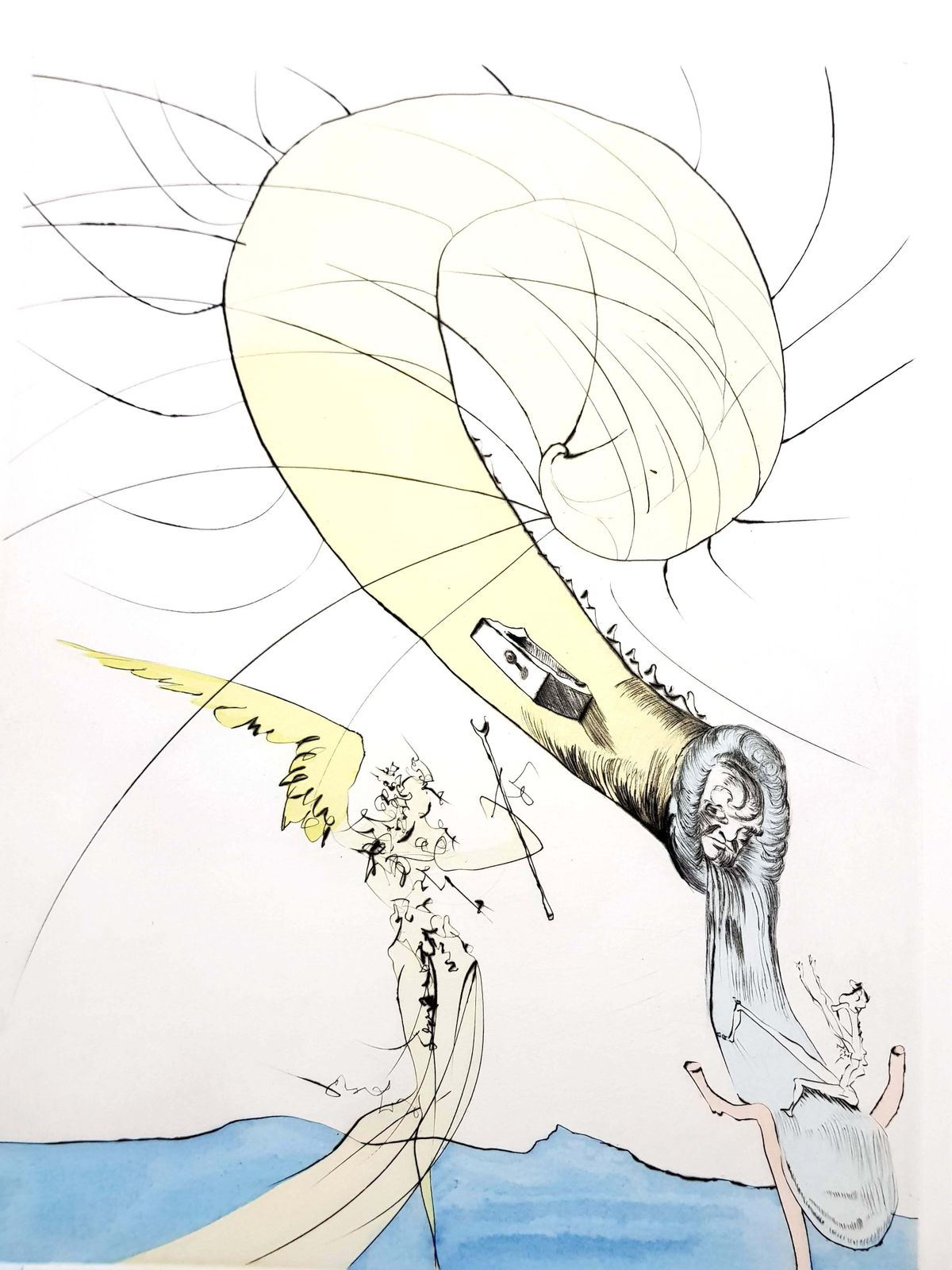 Salvador Dalí­Salvador Dali   Freud With A Snail's Head   Original Signed Engraving1974 photo furniture