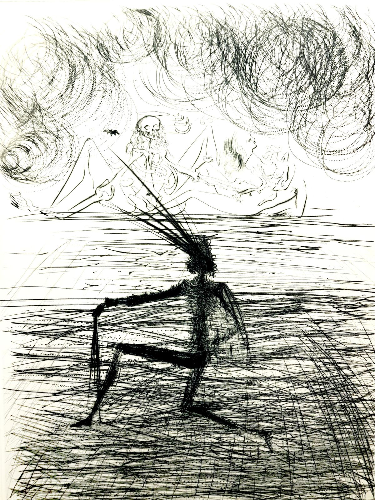 Salvador Dalí­Salvador Dali   Kneeling Knight   Original Etching1969 photo furniture