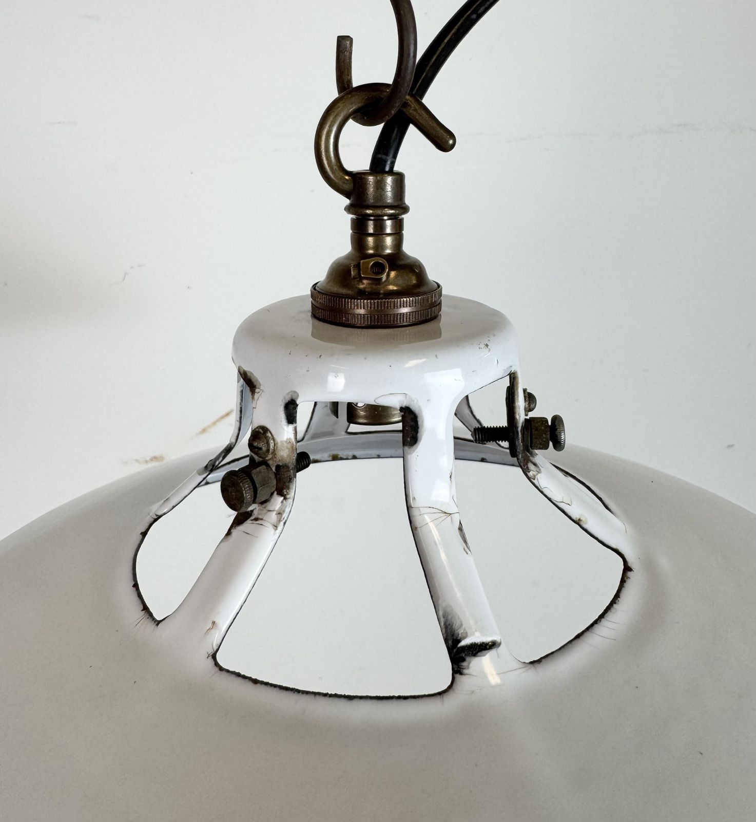 Lighting Industrial White Enamel Factory Pendant Lamp, 1960s photo