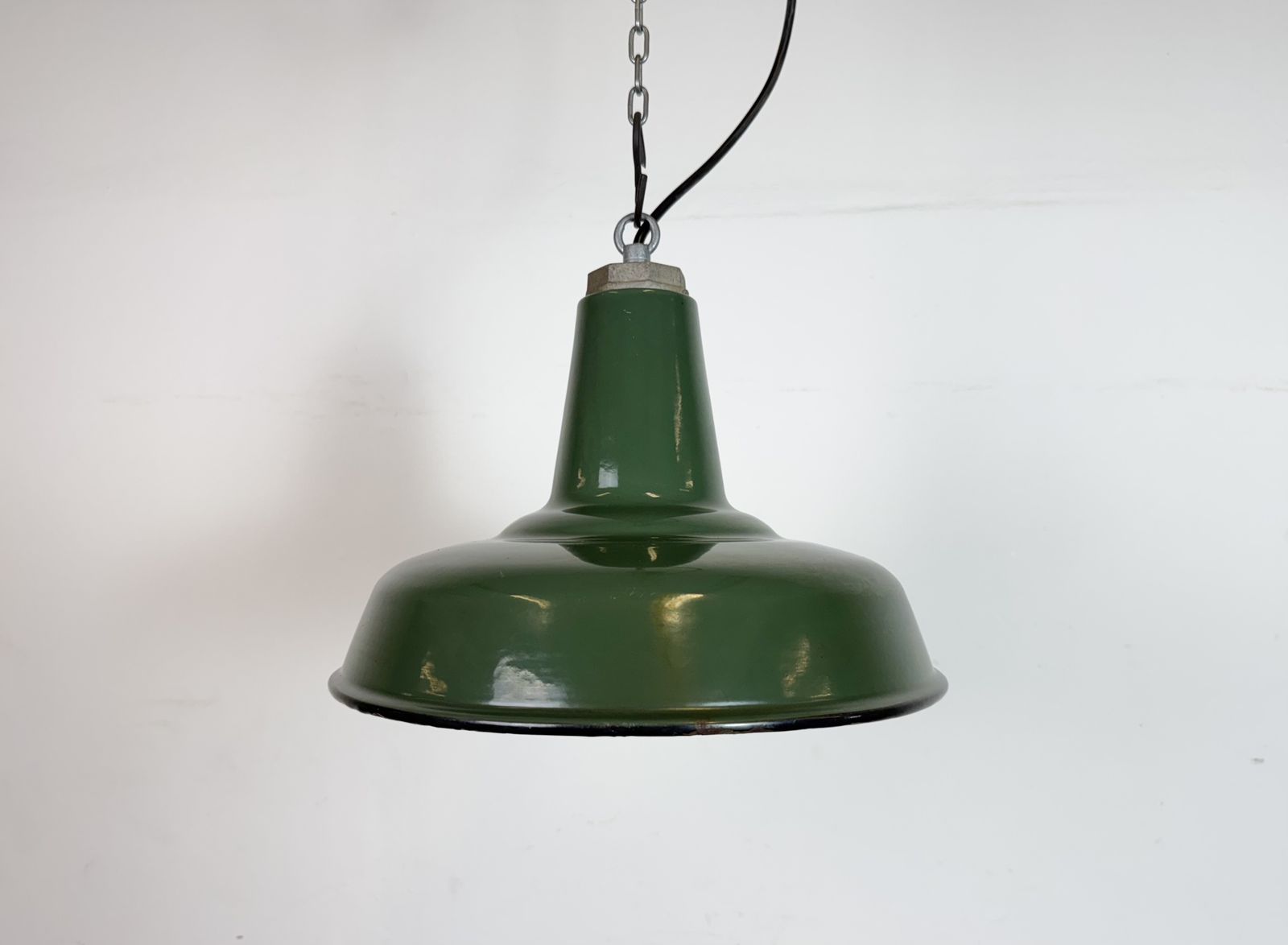 Industrial Green Enamel Factory Pendant Lamp, 1960s photo furniture