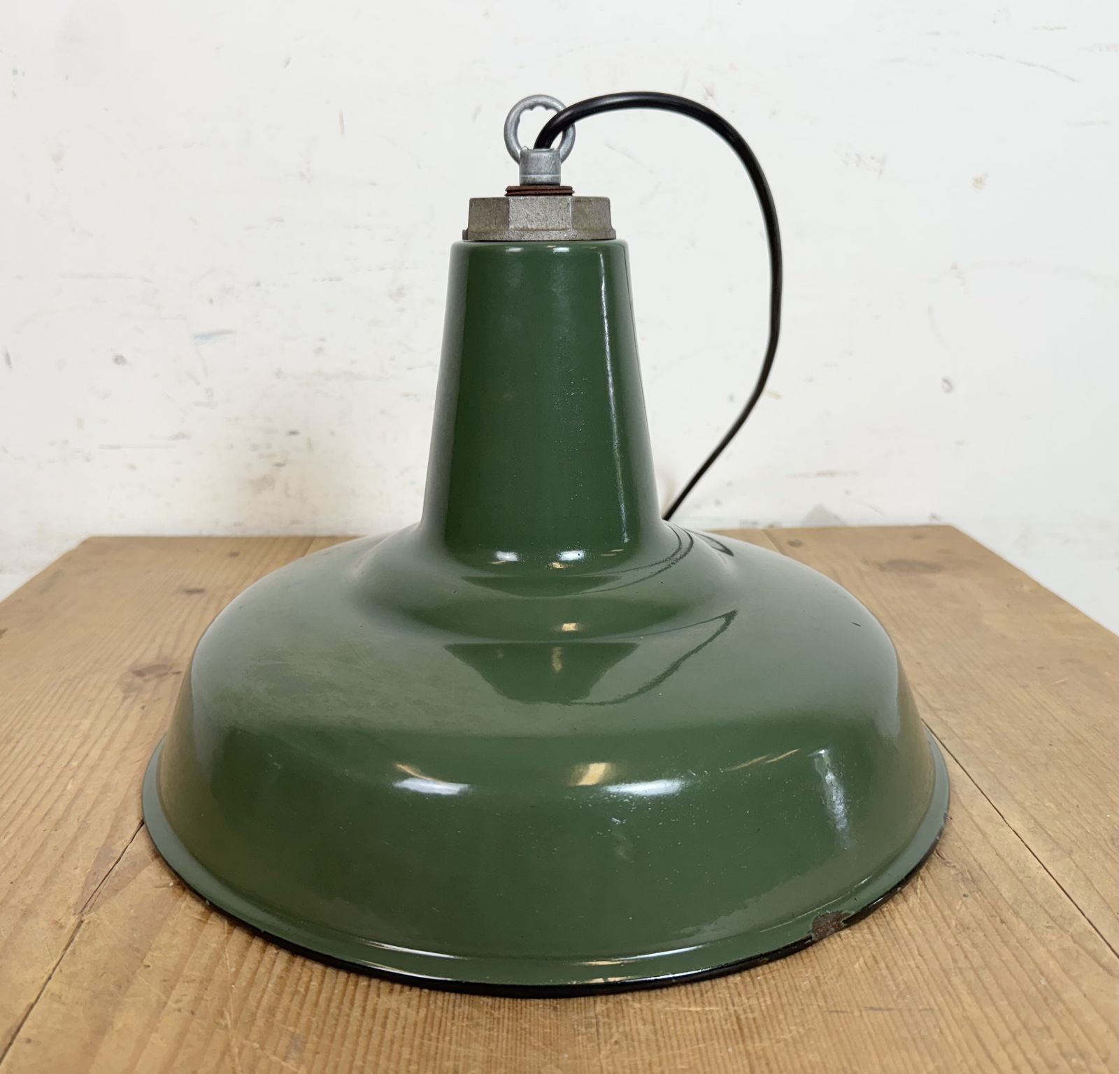 Industrial Green Enamel Factory Pendant Lamp, 1960s photo 219.0