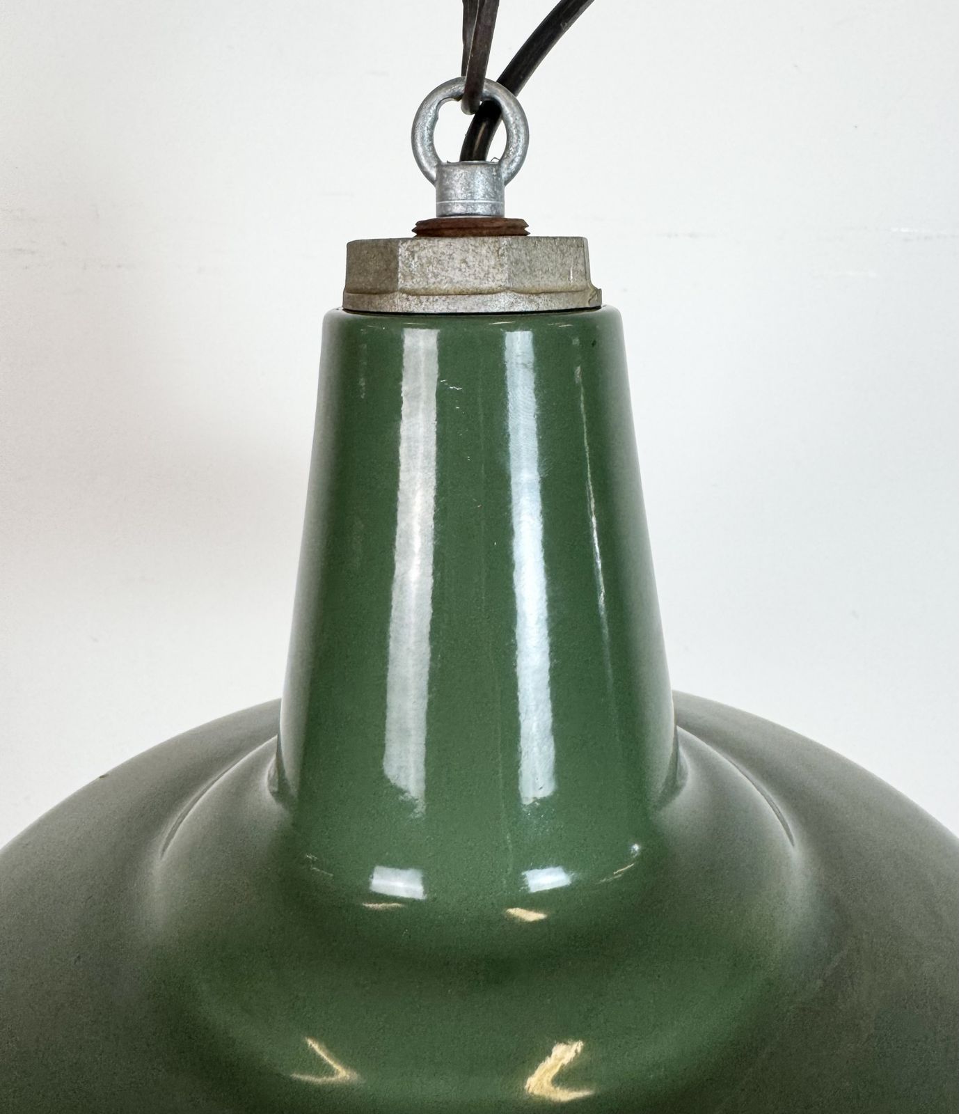 Industrial Green Enamel Factory Pendant Lamp, 1960s photo vinterior