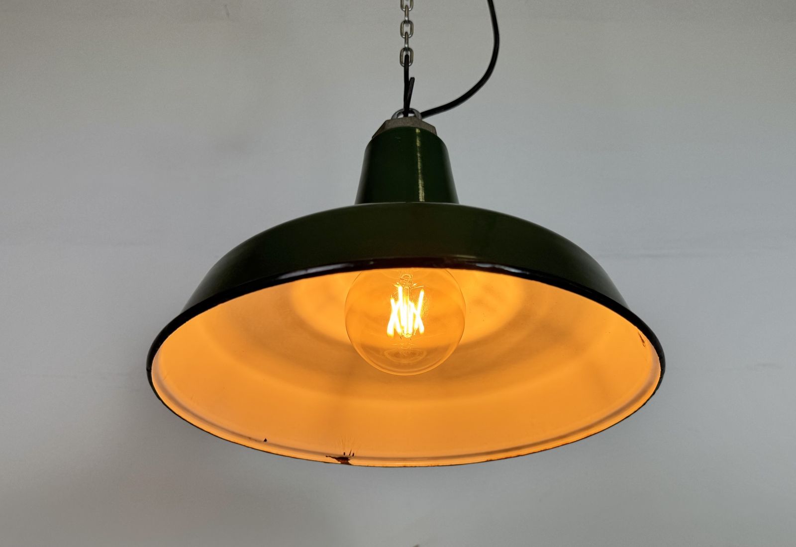 219.0 Industrial Green Enamel Factory Pendant Lamp, 1960s photo
