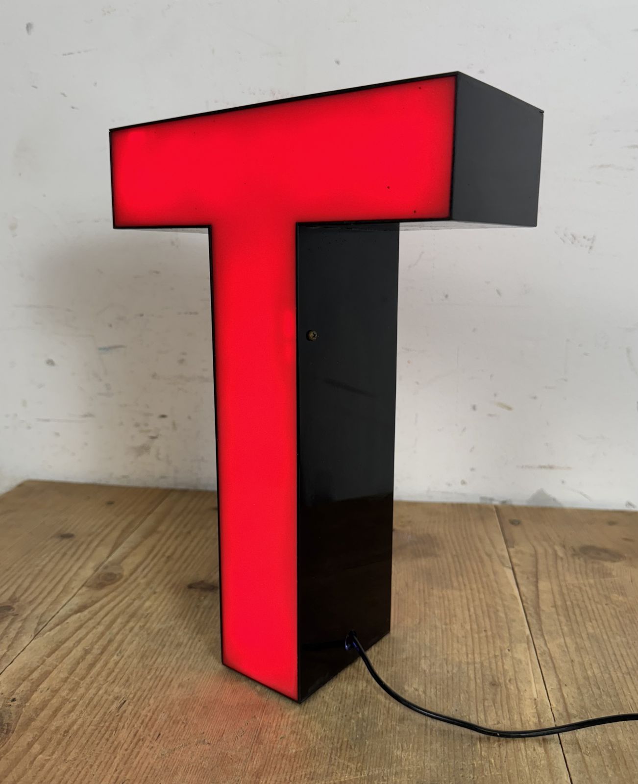 Vintage Red Illuminated Letter T , 1970s, 2x photo 179.0