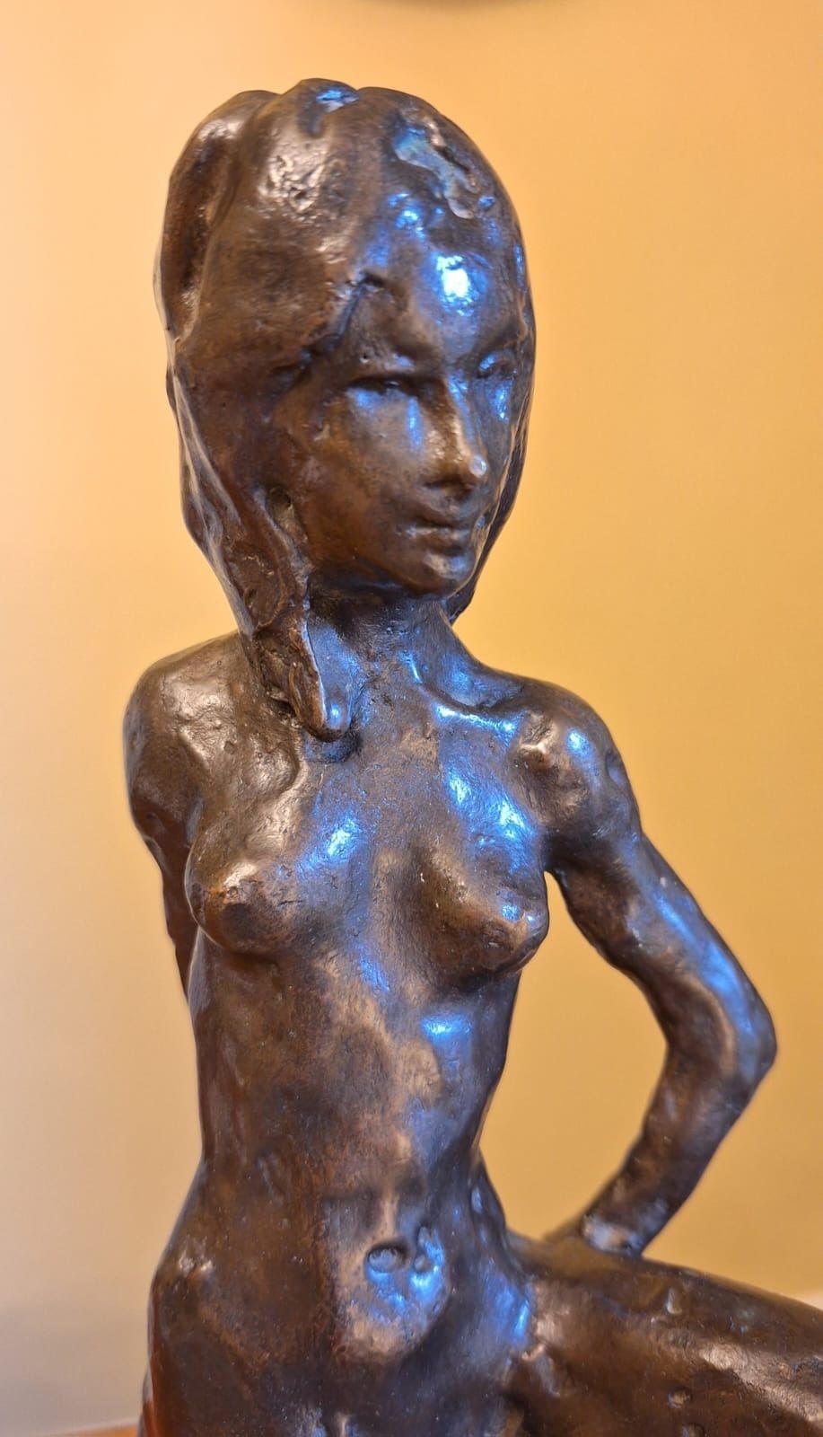 Enzo Plazzotta 1960s Bronze Sculpture Naked Dancer Girl On Marble   Provenance photo furniture