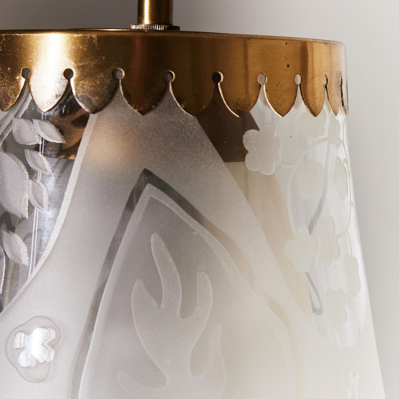 Bo Notini. Ceiling Lamp, Glössner & Co, 1940/50's, Swedish Modern, Model T 58, Brass And Glass photo vinterior