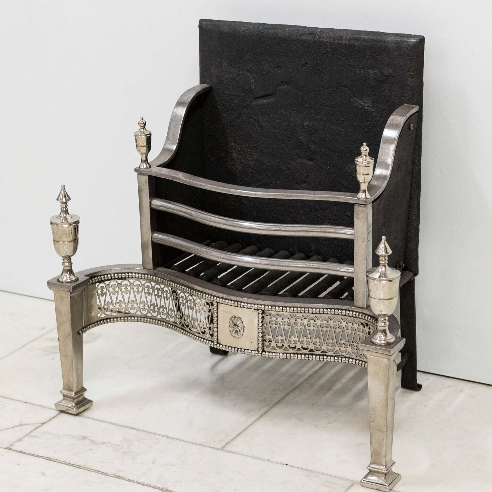 Reclaimed Georgian Style Polished Steel Fire Basket photo for sale