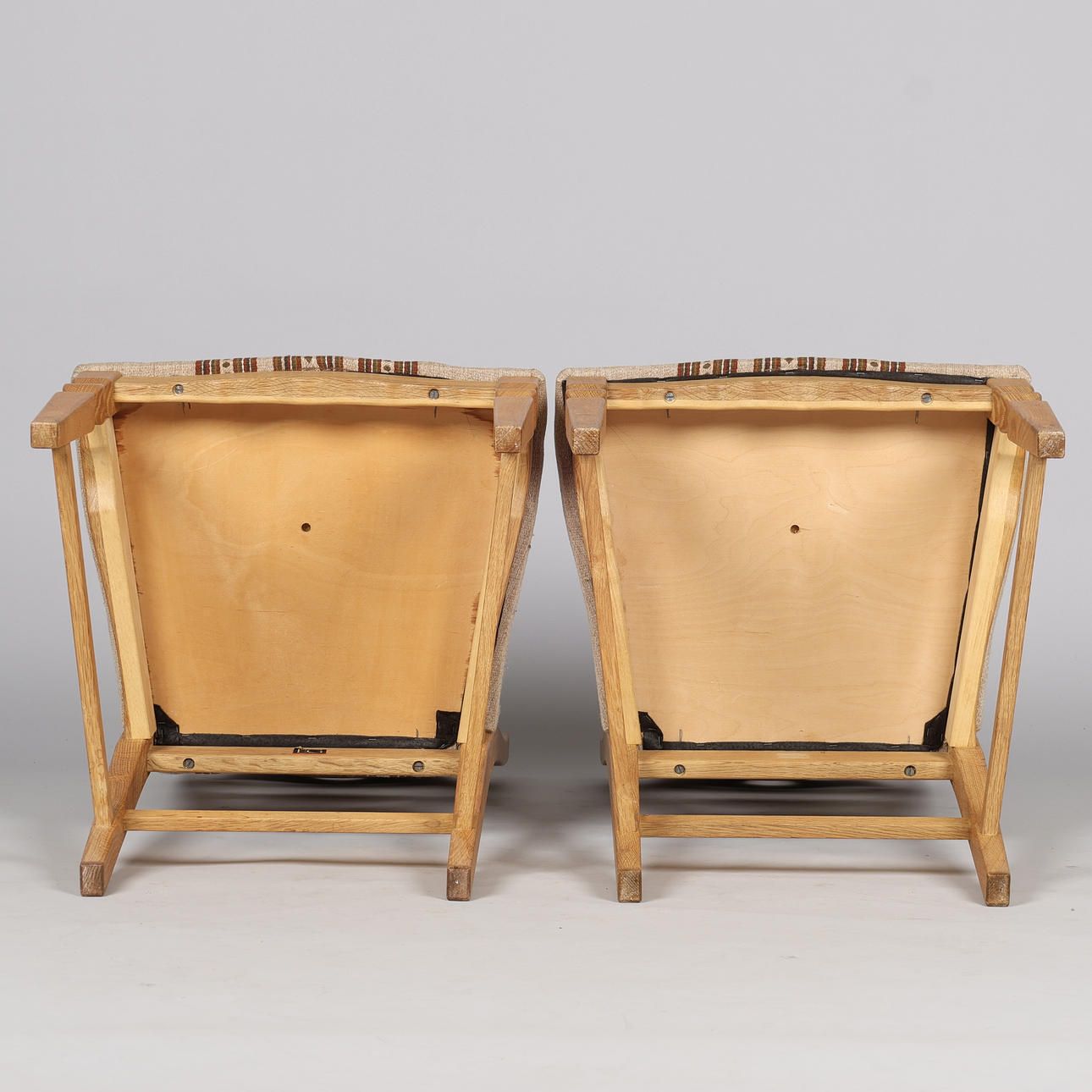 Henry Kjærnulf (1911 1975). Six Chairs Made Of Oak, Seats Upholstered In Striped Wool, Eg Kvalitetmøbler, Denmark, Circa 1960s photo buy
