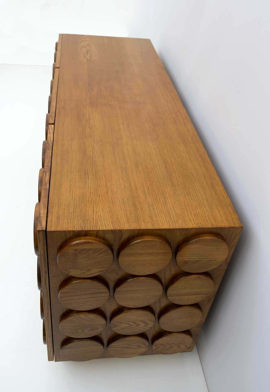 Brutalist Italian Chestnut Wood And Brass Bar Cabinet, 1970s photo 3795.0