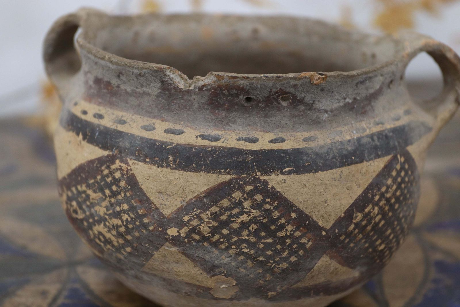 Neolithic Period Chinese Small Clay Pot photo vintage