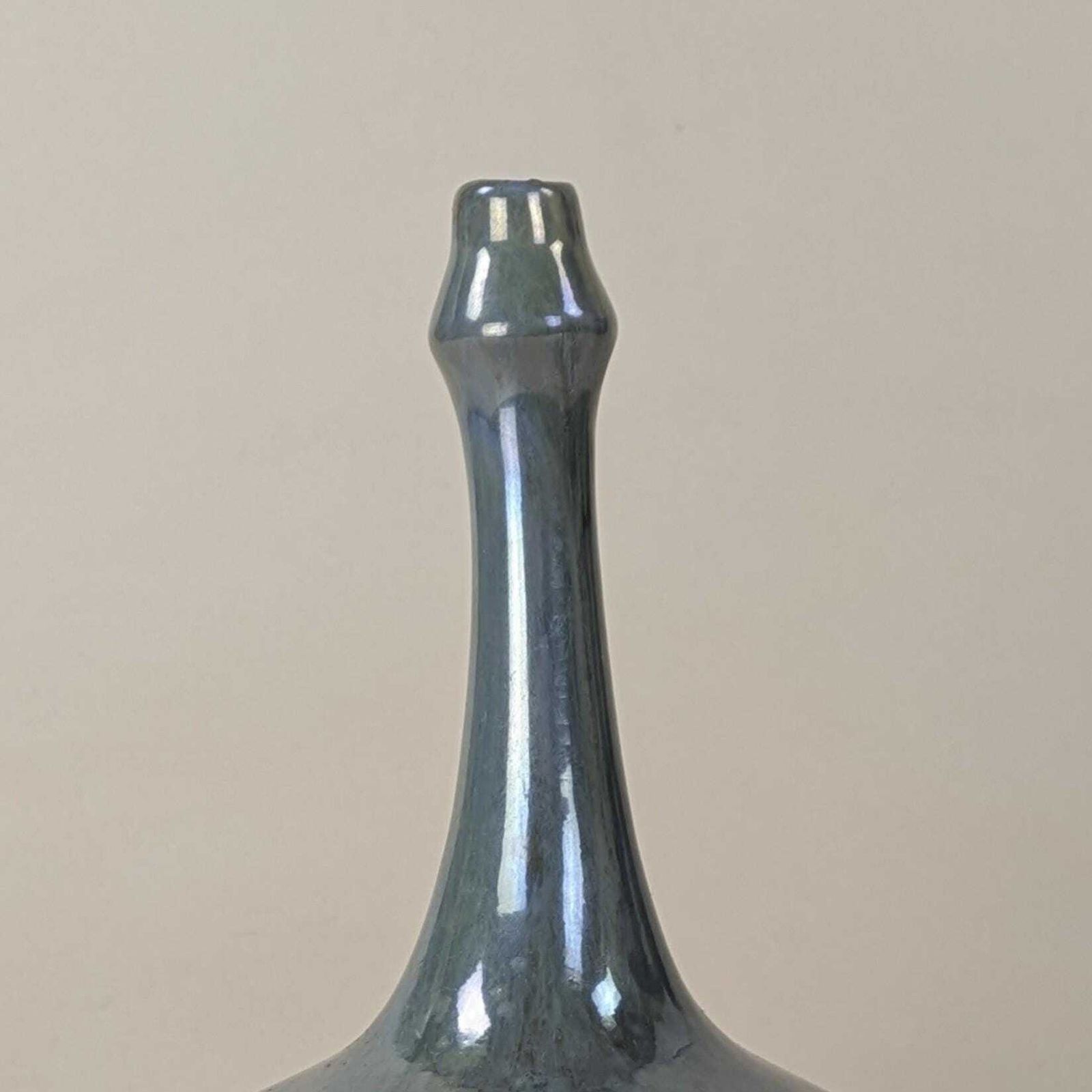 Antique French Pierrefonds Crystal Glaze Vase 1920s Art Deco Pottery Elegant Collectible Design photo buy