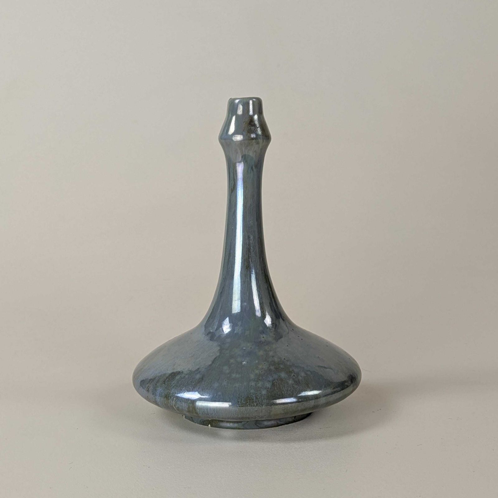 photo for sale Antique French Pierrefonds Crystal Glaze Vase 1920s Art Deco Pottery Elegant Collectible Design