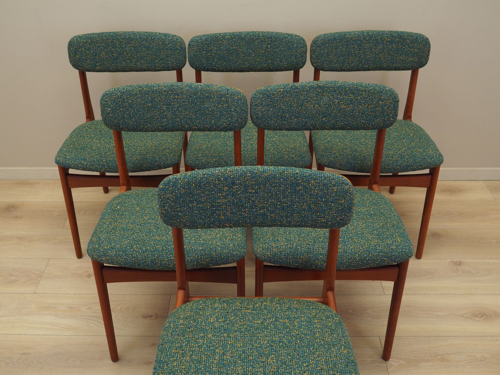 Set Van Zes Teakhouten Stoelen, Deens Design, Ca. Jaren 1960, Fabricage: N. & K. Bundgaard Rasmussen photo vinterior