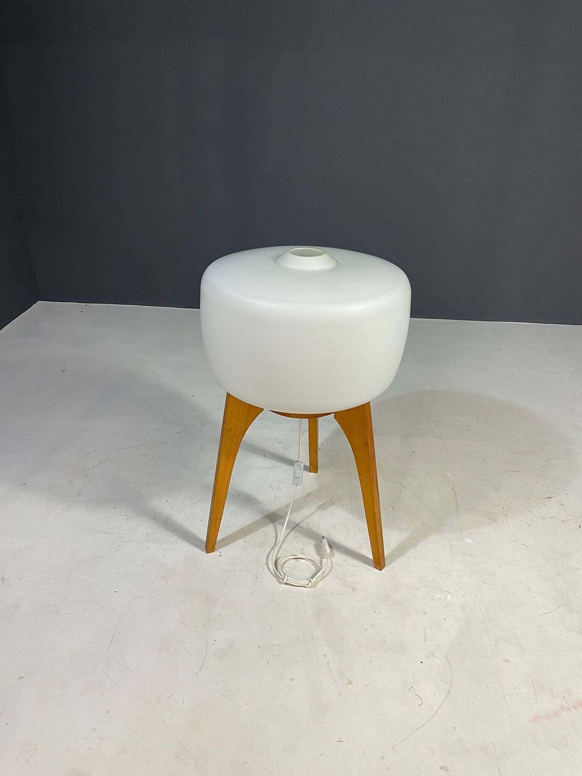 Large Floor Lamp By Uluv, Wood & Frosted Glass, Czechoslovakia, 1960s photo Lighting