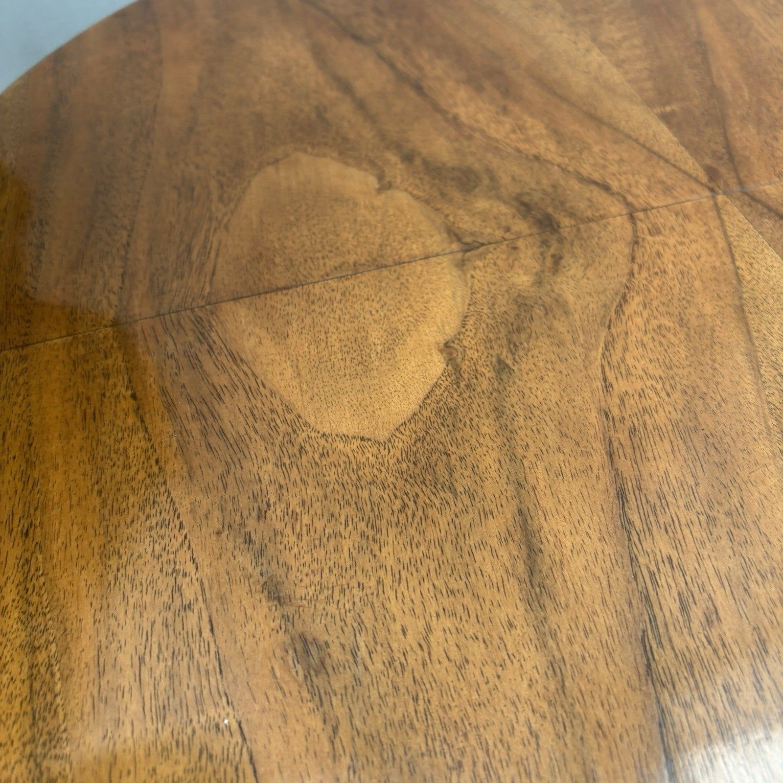 Art Deco Matched Walnut Veneer Barrel Pedestal Coffee Side Table photo vintage