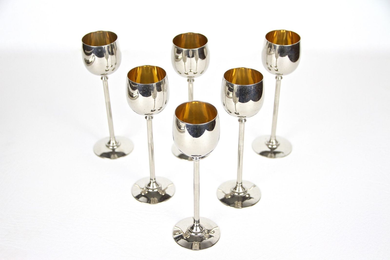 photo for sale Set Of 6 Art Nouveau Goblets By Wmf, Gilt Liquor Set, Germany Circa 1910
