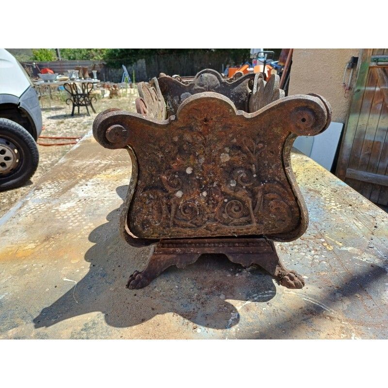 2 Cast Iron Planters 1900 From Charleville   Mézières Rocaille Style photo for sale