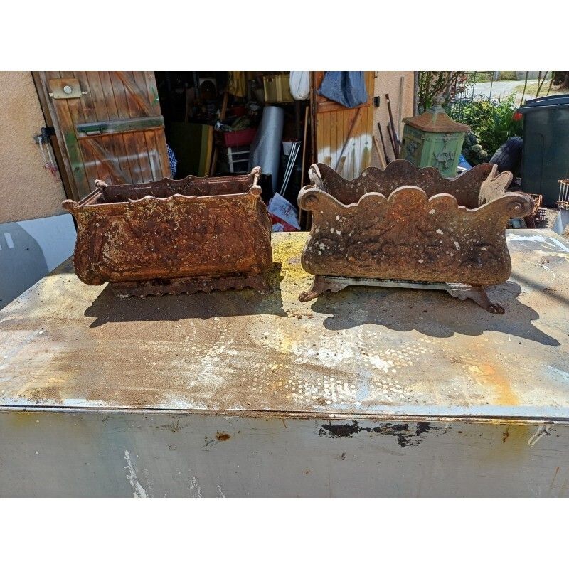 photo furniture 2 Cast Iron Planters 1900 From Charleville   Mézières Rocaille Style