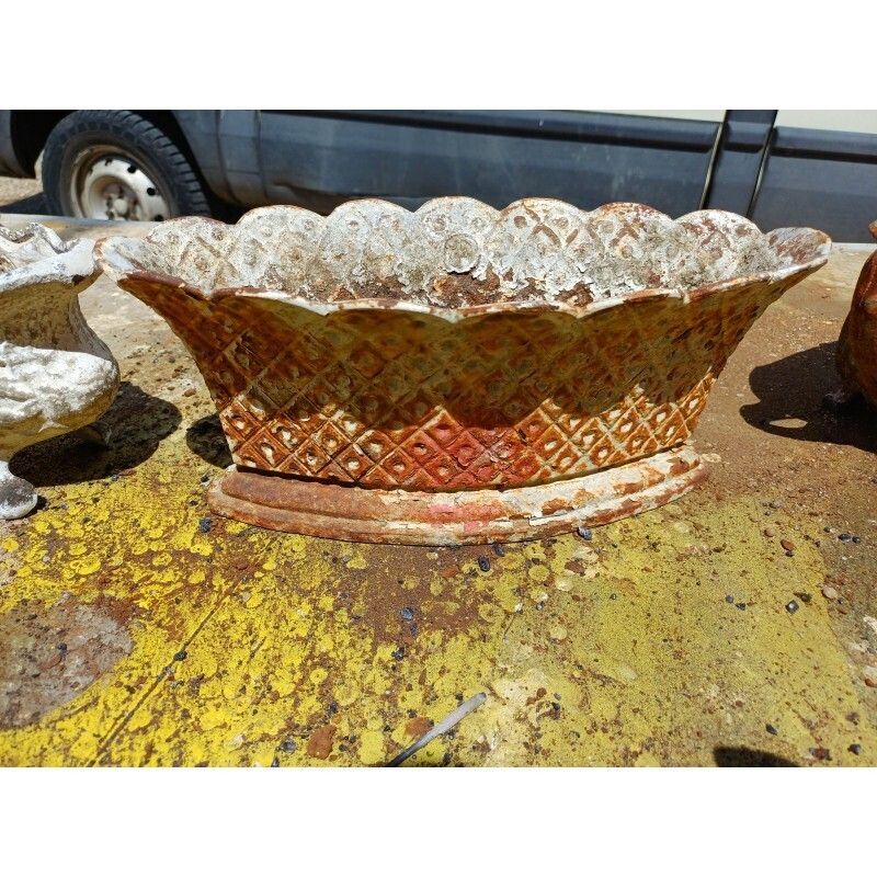 4 Cast Iron Planters 1900 From Charleville   Mézières Rocaille Style photo vintage