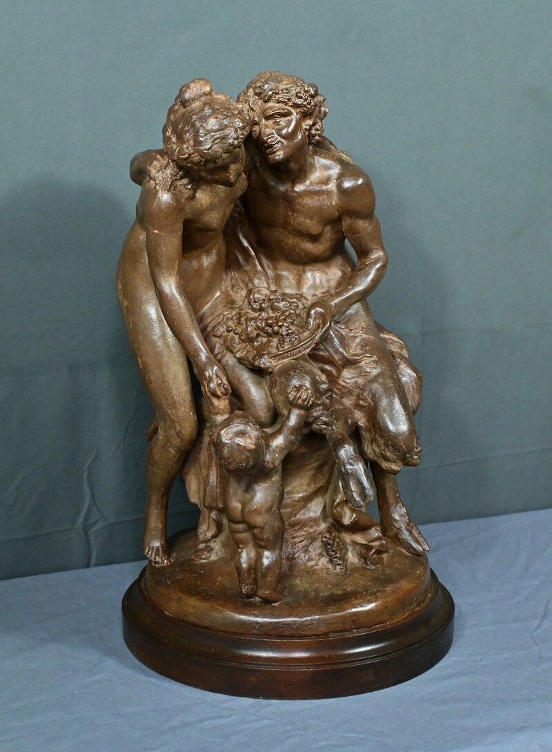 Terracotta Sculpture “The Faun Family” After Clodion – Late 19th Century photo Art