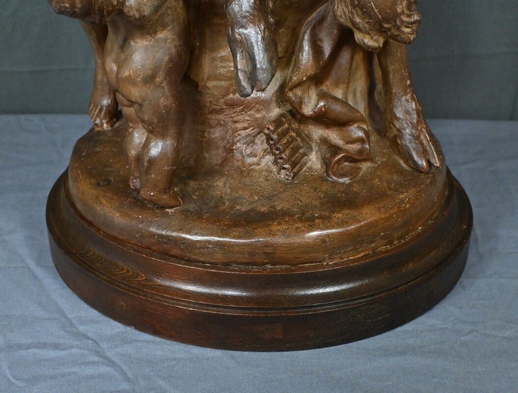 Art Terracotta Sculpture “The Faun Family” After Clodion – Late 19th Century photo