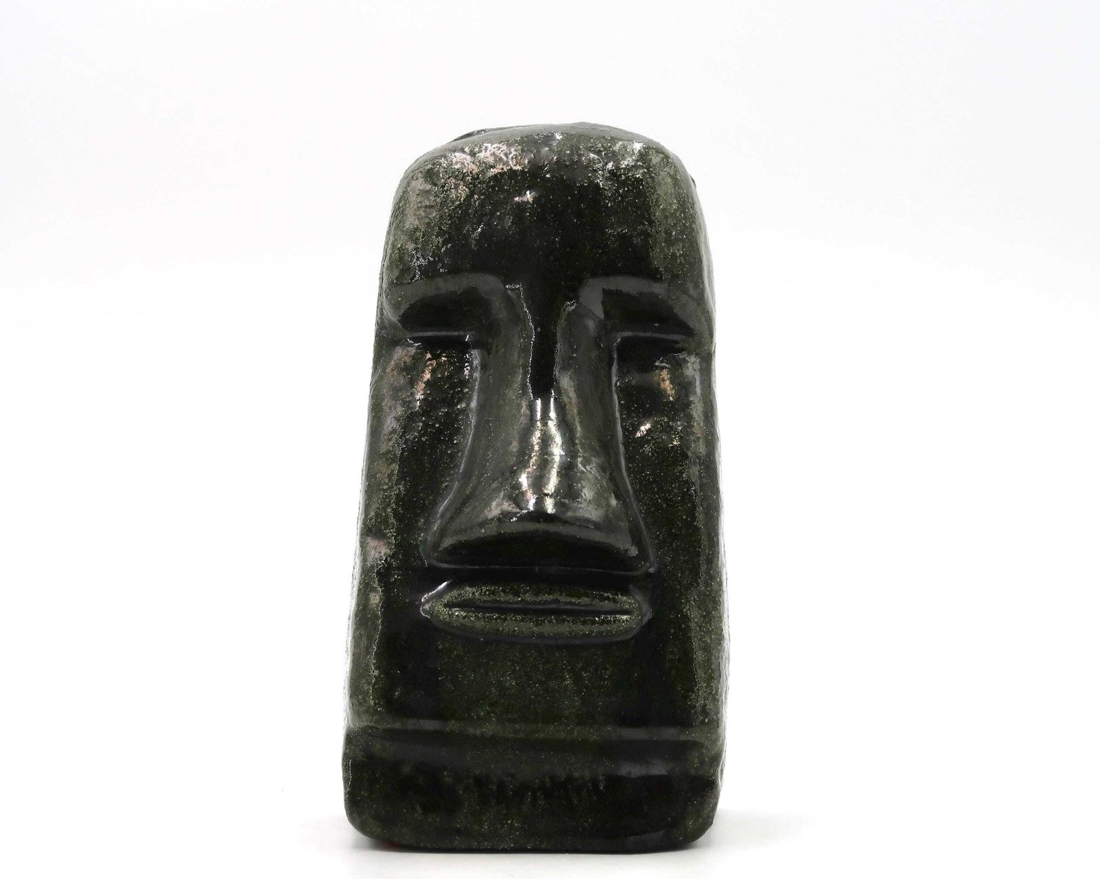 Ceramic Moai Sculpture, Easter Island, 1970s / Statue, Totem, Cabinet Of Curiosities, Paperweight, Green photo for sale