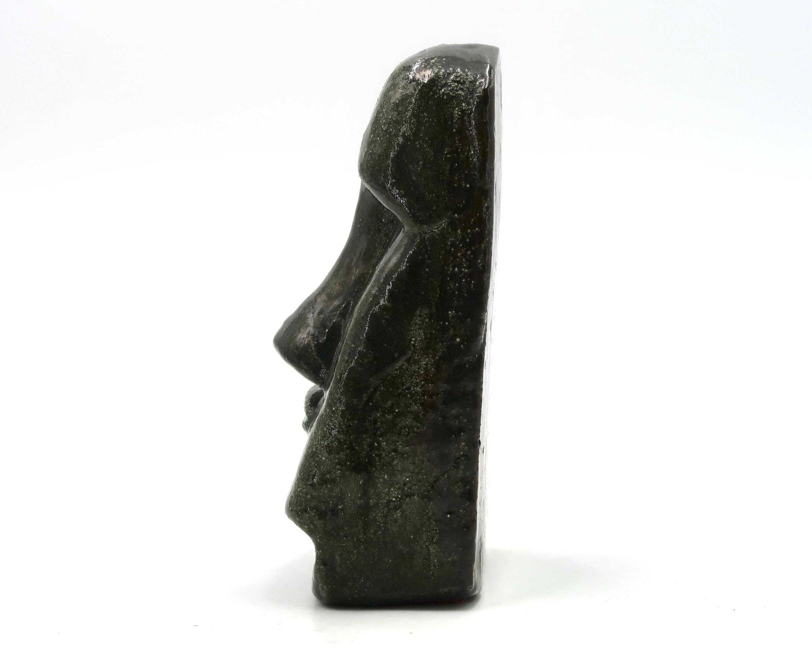 Ceramic Moai Sculpture, Easter Island, 1970s / Statue, Totem, Cabinet Of Curiosities, Paperweight, Green photo Art