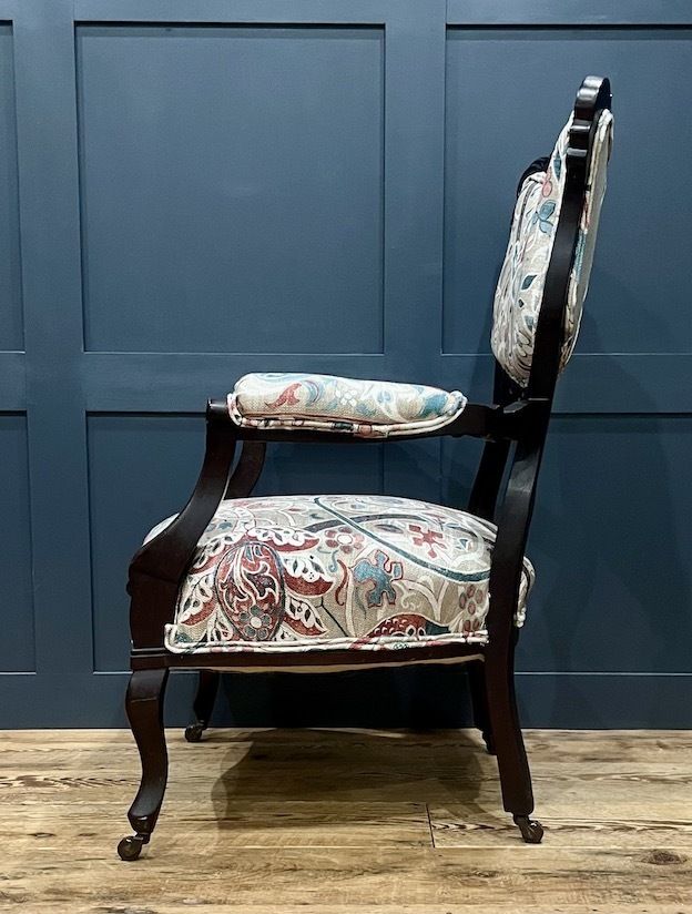A Pair Of English Victorian Open Sided Armchairs photo for sale
