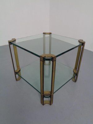 T24 Tempered Glass & Brass Coffee Table By Peter Ghyczy, Germany, 1970s photo vintage