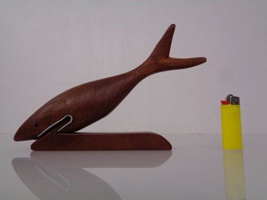 photo for sale Danish Teak Shark With Stand, 1960s