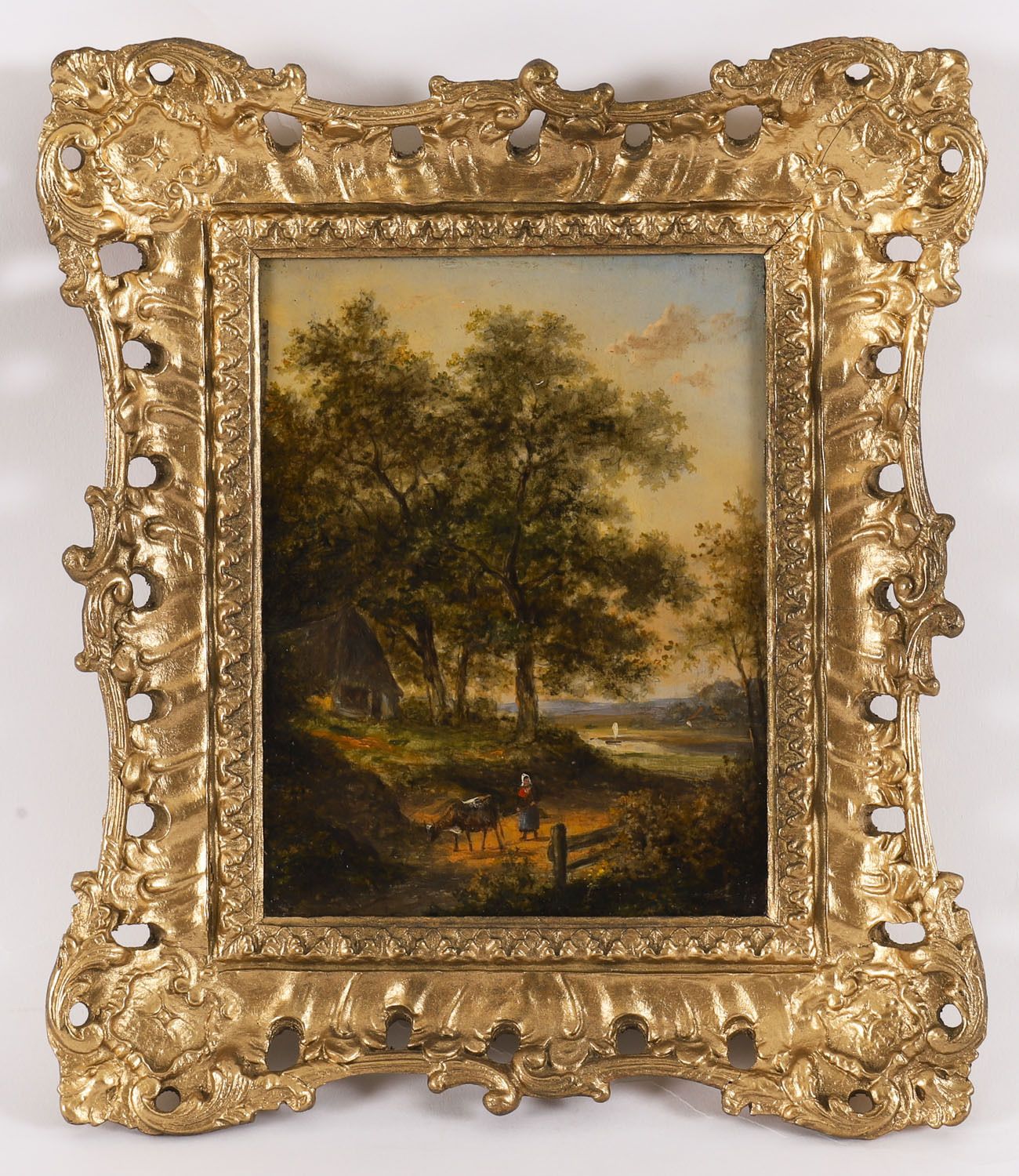 Antique Pair Dutch Forest Scene Oil Paintings By Jan Evert Morel  18th Century photo furniture