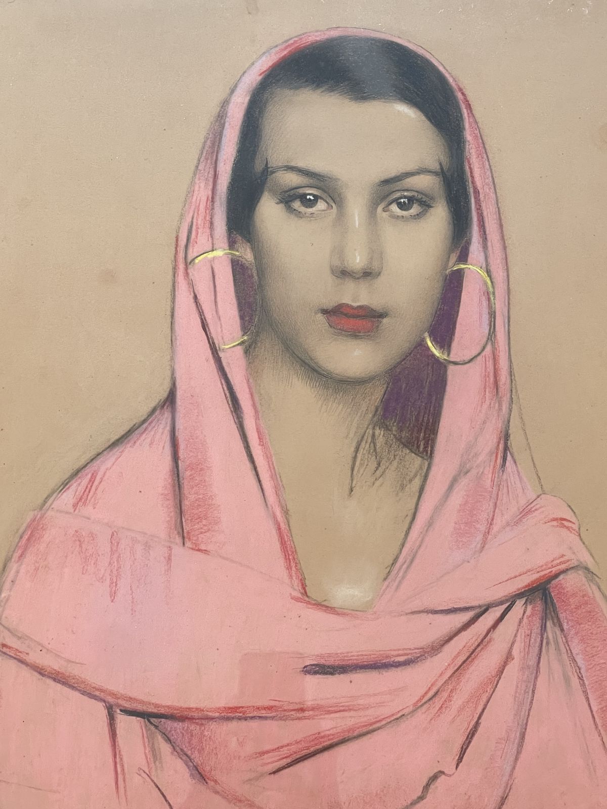 Portrait Of A Veiled Woman By Gustave Brisgand (1867 1944), Art Déco, France photo furniture