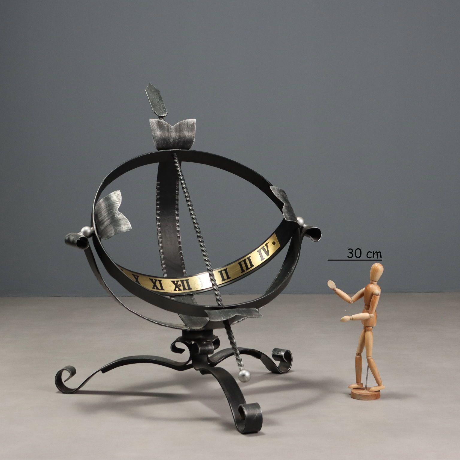 Antique Iron Sundial Wrought Iron Brass Europe XX Century photo furniture