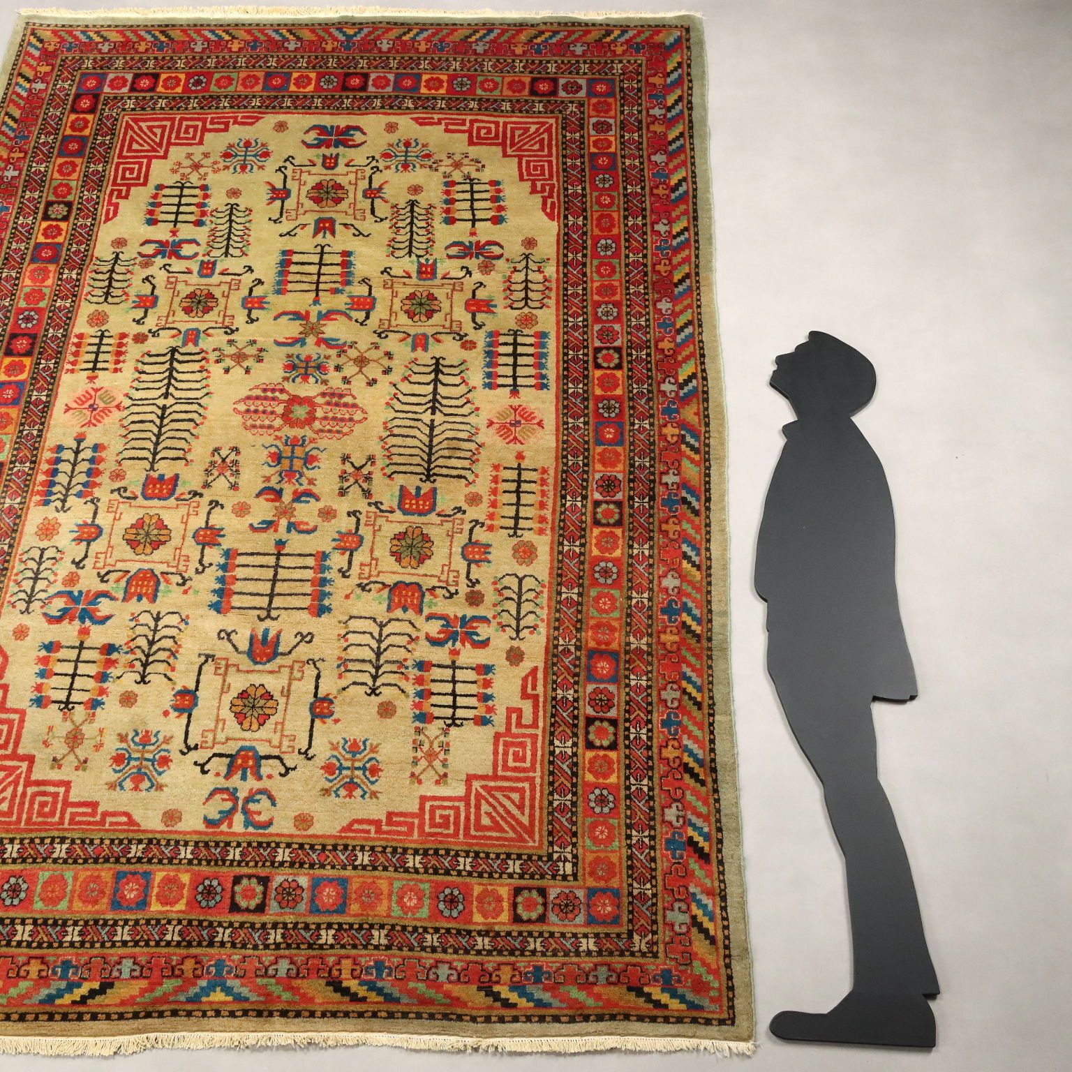 Antique Samarkanda Carpet Cotton Wool Thin Knot Uzbekistan photo furniture