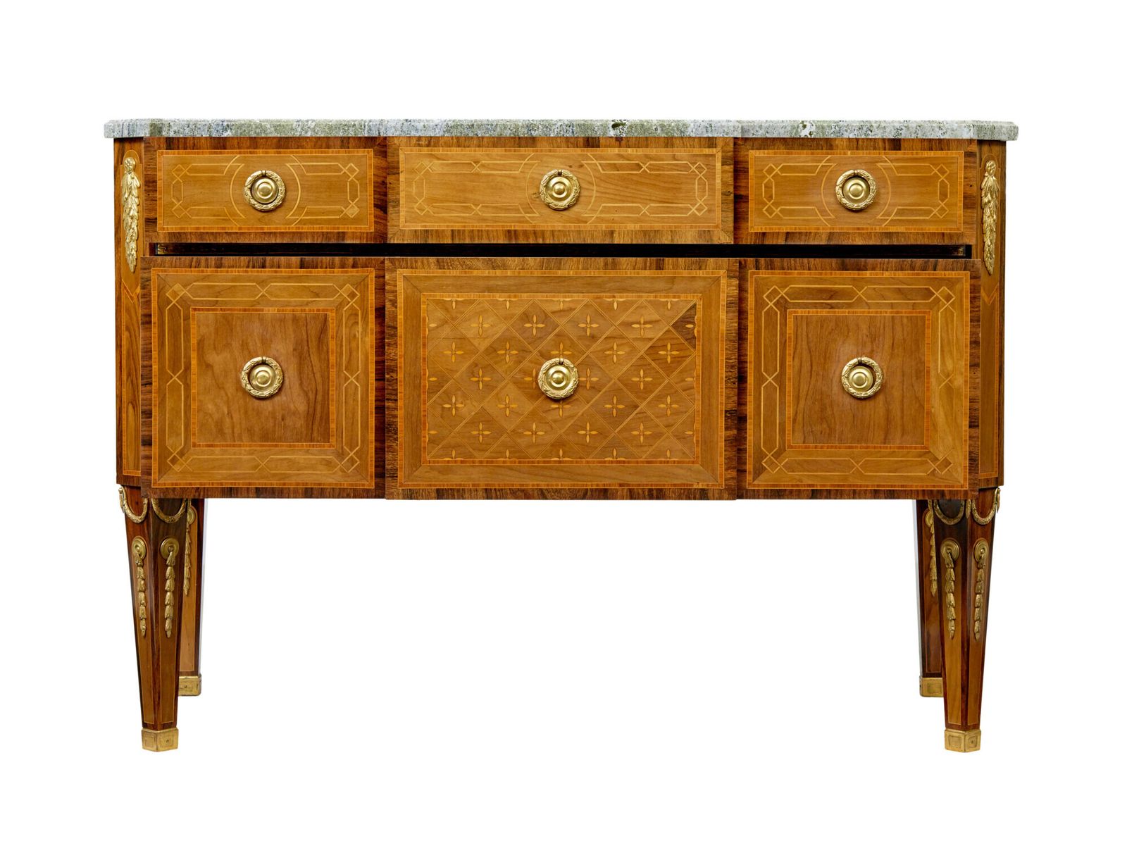 Early 20th Century Inlaid Walnut Commode With Marble Top photo 2585.0