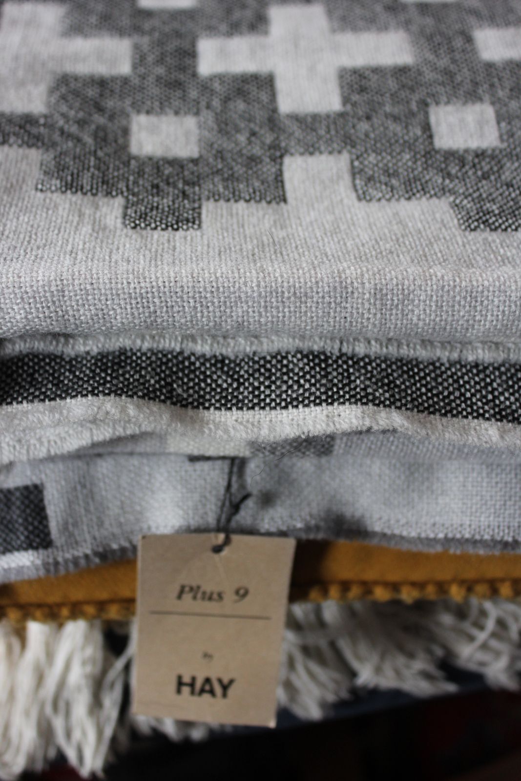 Vintage Plus 9 By Hay Grey & Black Check Merino Wool Blanket/Throw photo Textiles