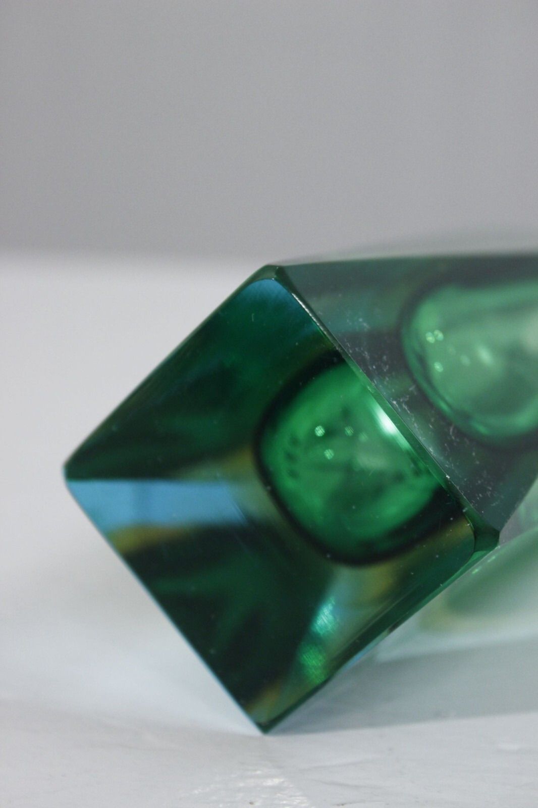 Sommerso Murano Glass Diamond Vase Design Italy 1970s photo vintage
