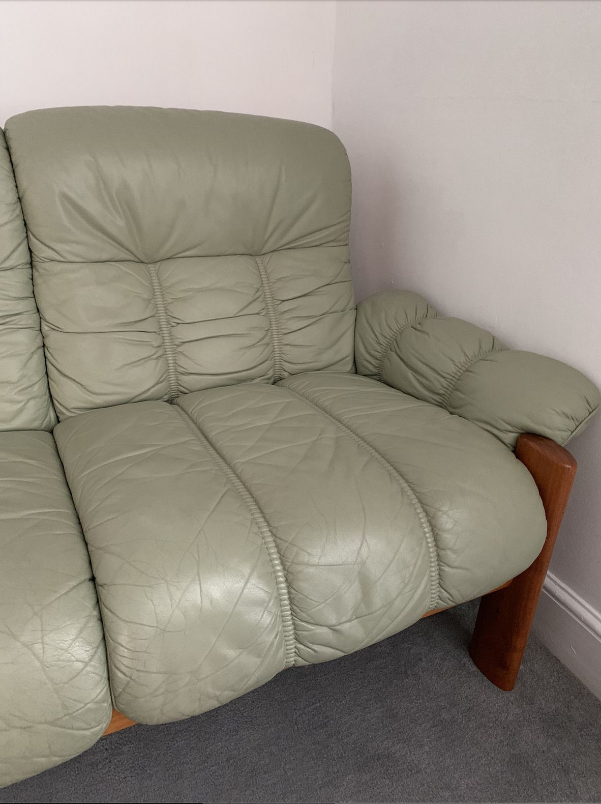 1980s Norwegian Mid Century Ekornes ‘Montana’ Solid Teak And Leather Two Seater photo 749.0