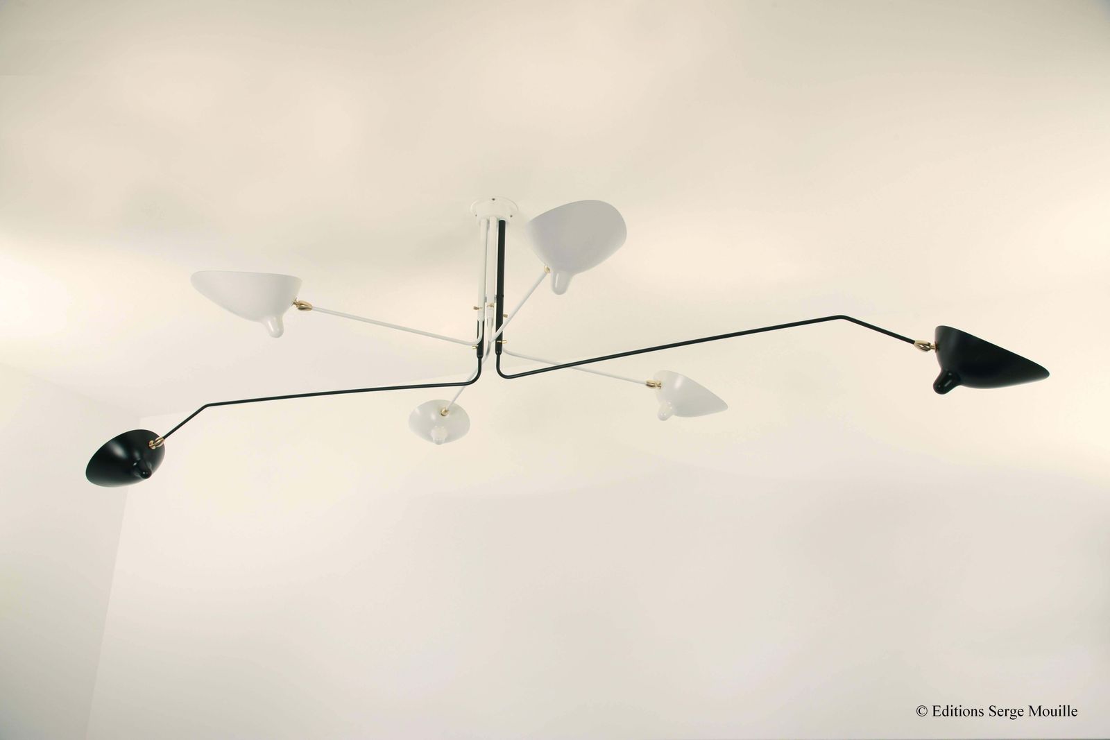 Serge Mouille Ceiling Pendant Lamp 6 Rotating Arms In Black And White For Sognot photo furniture