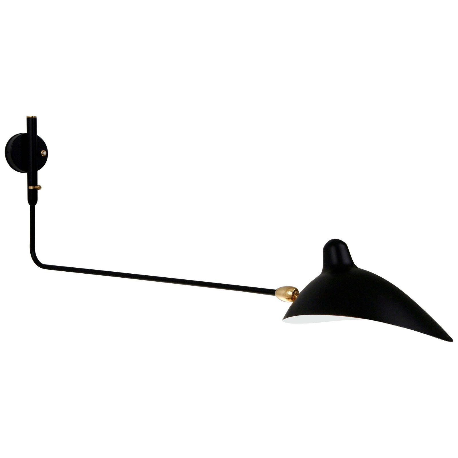 Sconce Serge Mouille Applique Model "One Rotating Straight Arm" Black Or White