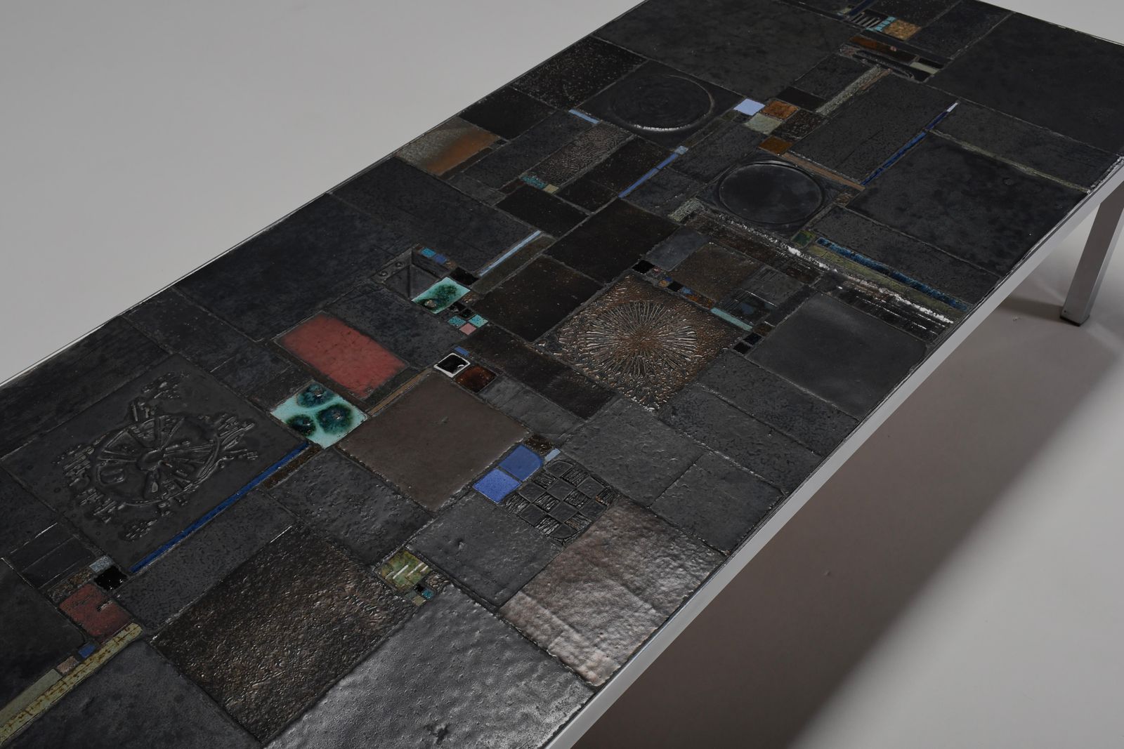 Impressive Brutalist Mosaic Coffee Table By Pia Manu For Amphora, 1960s photo buy