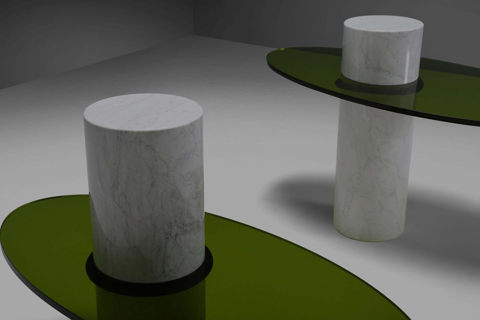 Set Of Impressive Italian Lucite And Carrara Marble End Tables, 1970s photo 4956.0