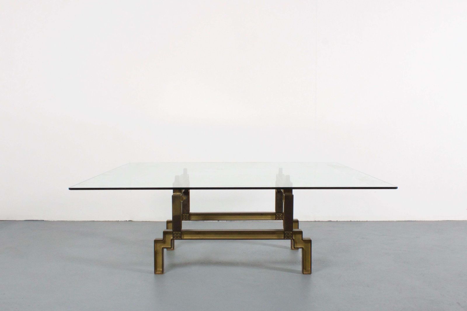 Sculptural Bronze And Glass Coffee Table By Peter Ghyczy photo for sale