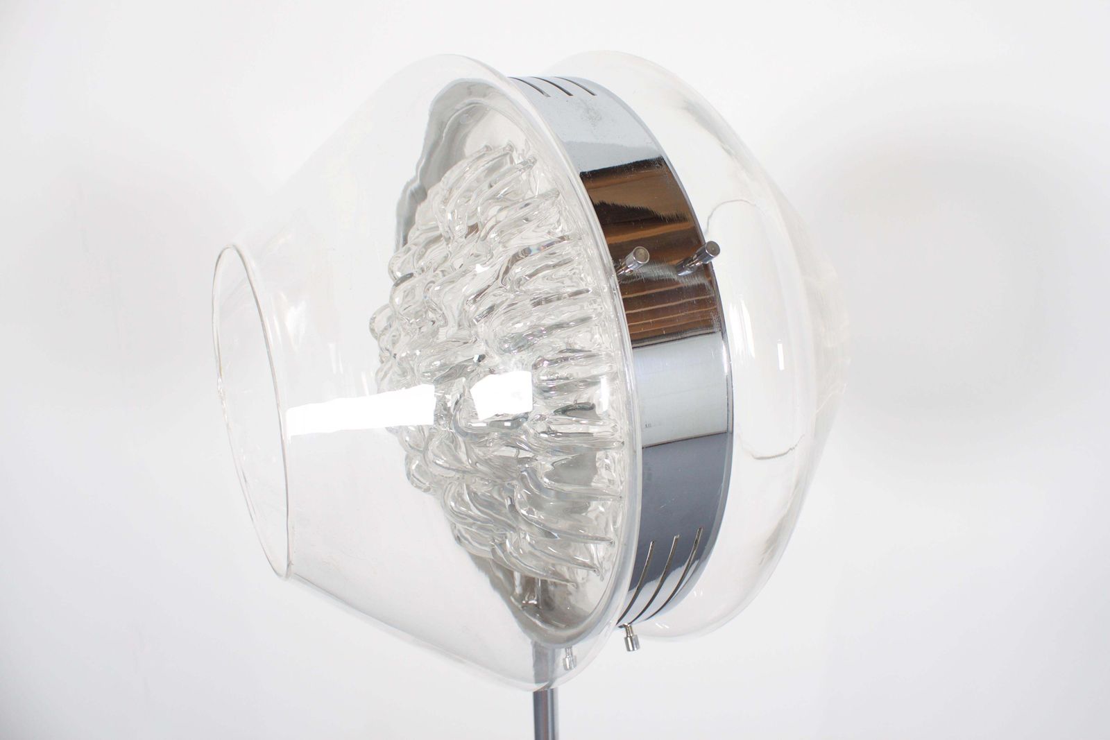 photo for sale Vintage Italian ‘Eye’ Floor Lamp, Chrome, Murano Glass And Marble, 1970s