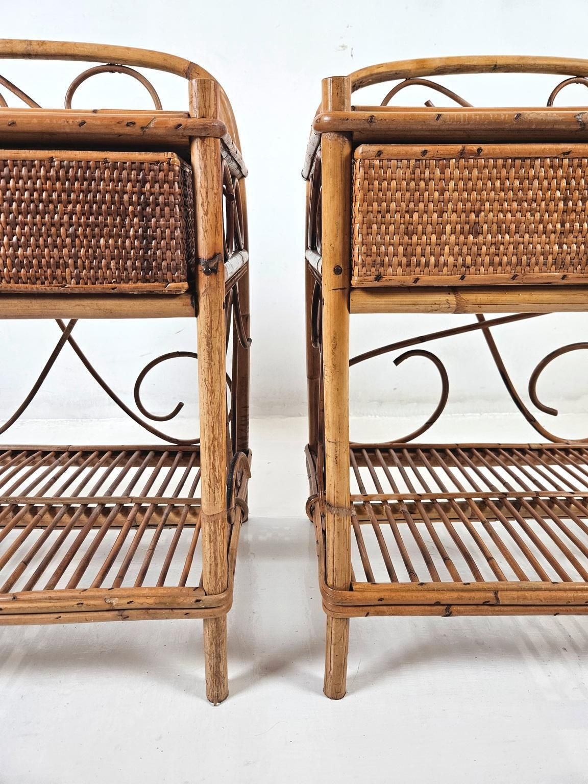 Pair Of Vintage Nightstands In Bamboo photo 1225.0