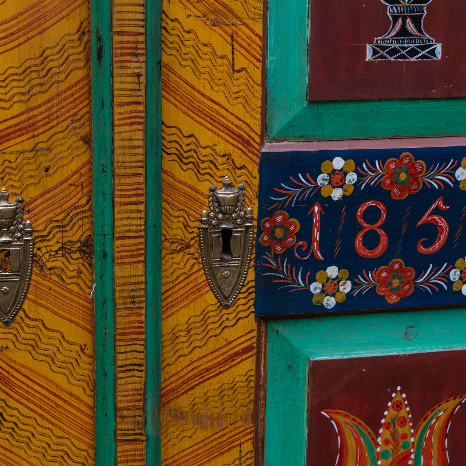 Hand Painted Folk Art Armoire, Southern Germany, Dated 1851 photo for sale
