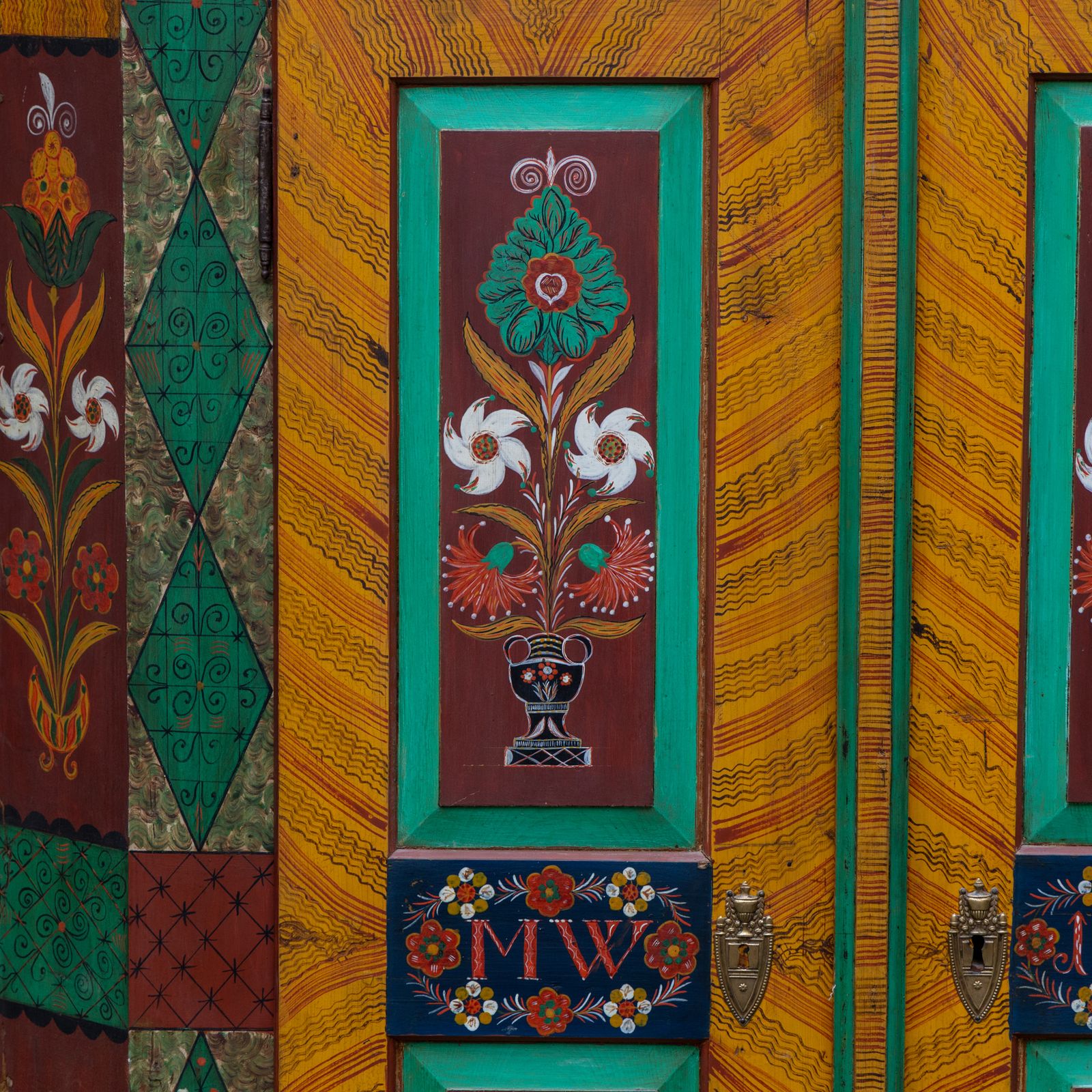 Hand Painted Folk Art Armoire, Southern Germany, Dated 1851 photo vintage