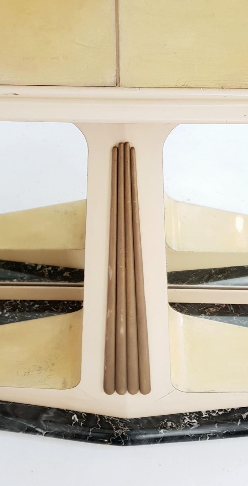 Midcentury Italian Mirror Console Table With Marble Top And Base photo for sale